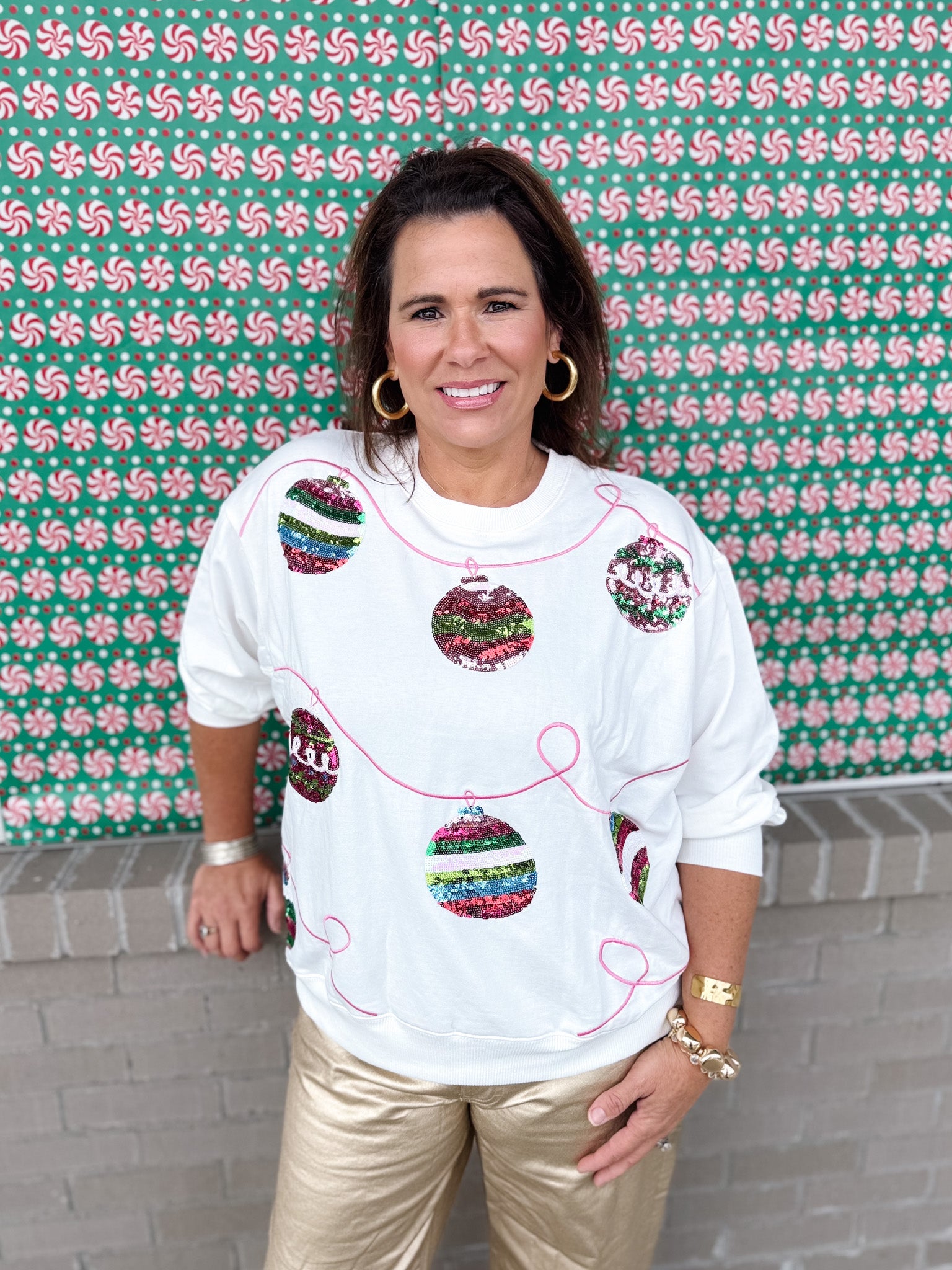 Sequin Ornaments Sweatshirt
