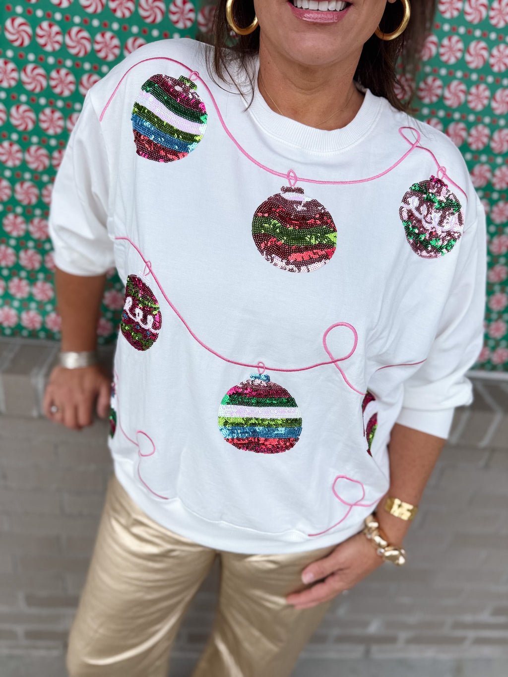 Sequin Ornaments Sweatshirt