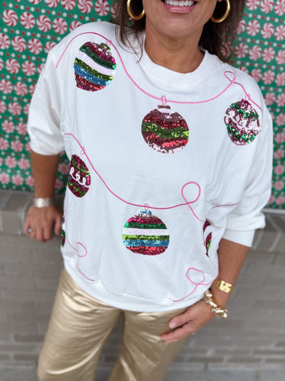 Sequin Ornaments Sweatshirt