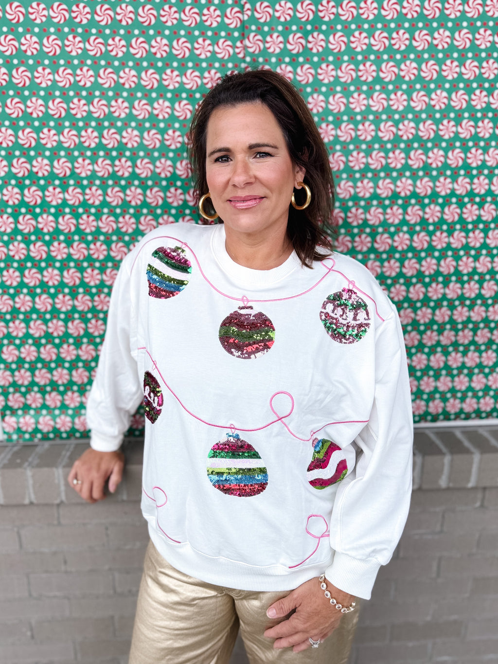 Sequin Ornaments Sweatshirt