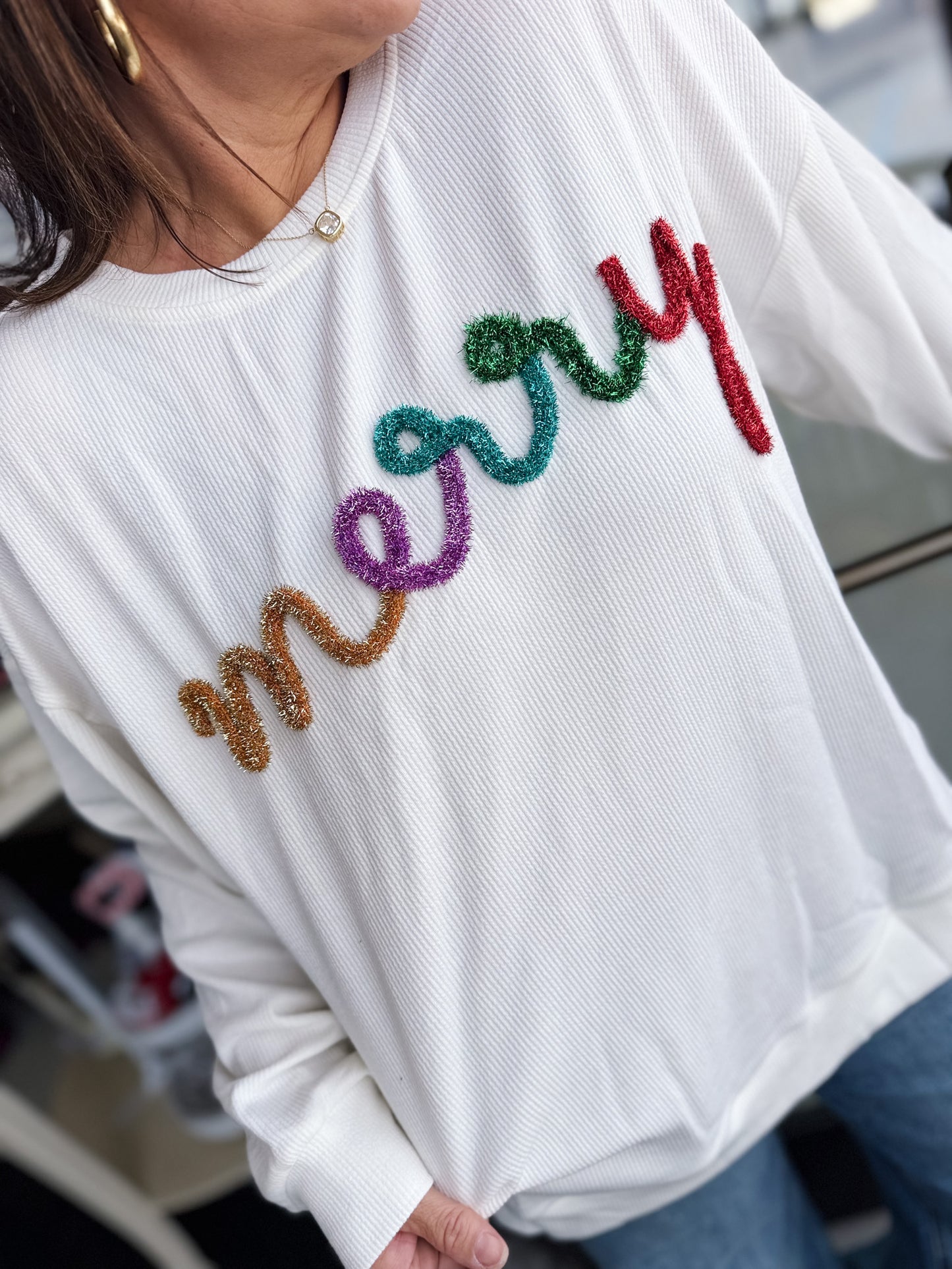 Merry Tinsel Metallic Pullover
