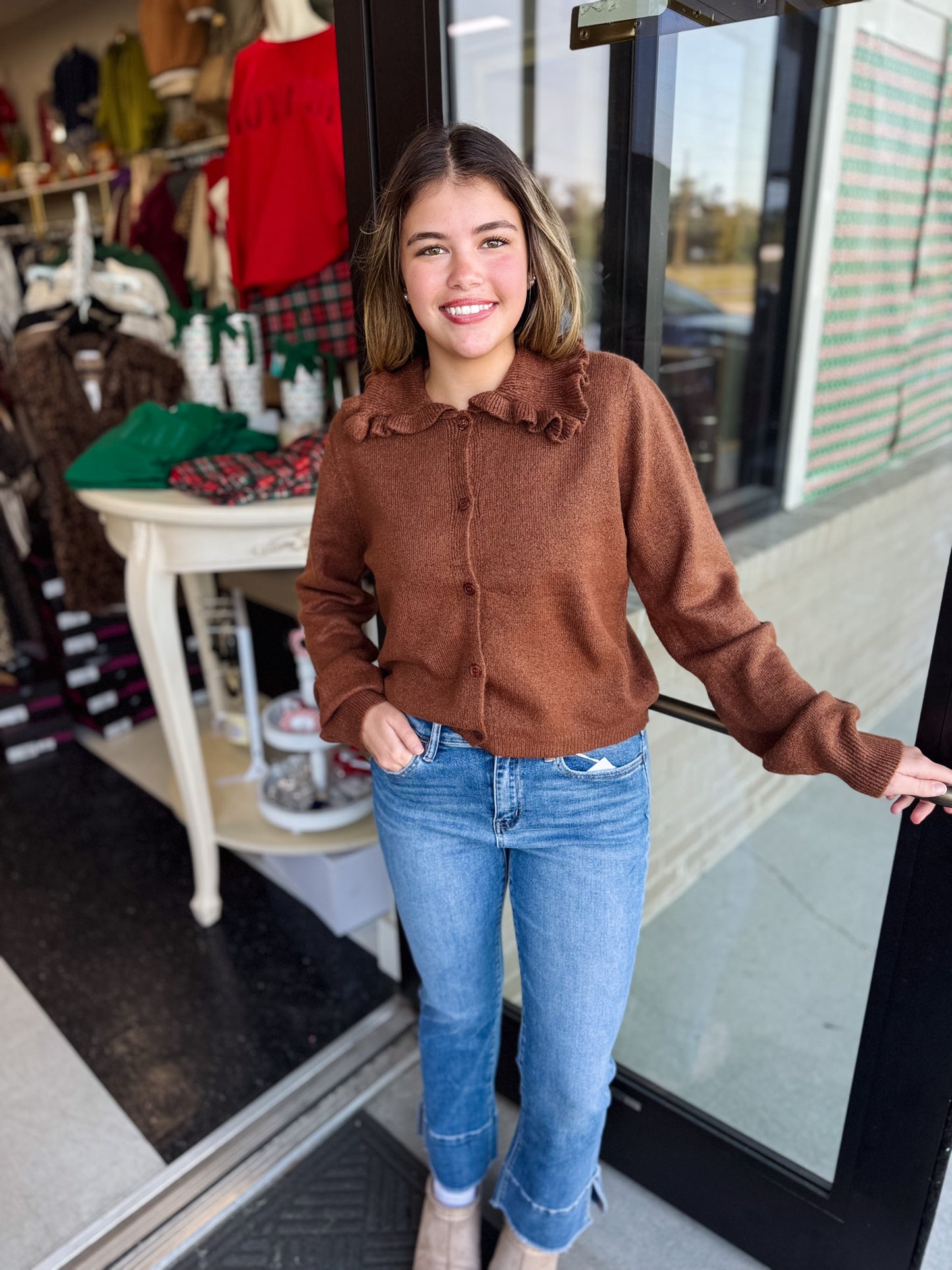 Isla Ruffle Collar Cardigan