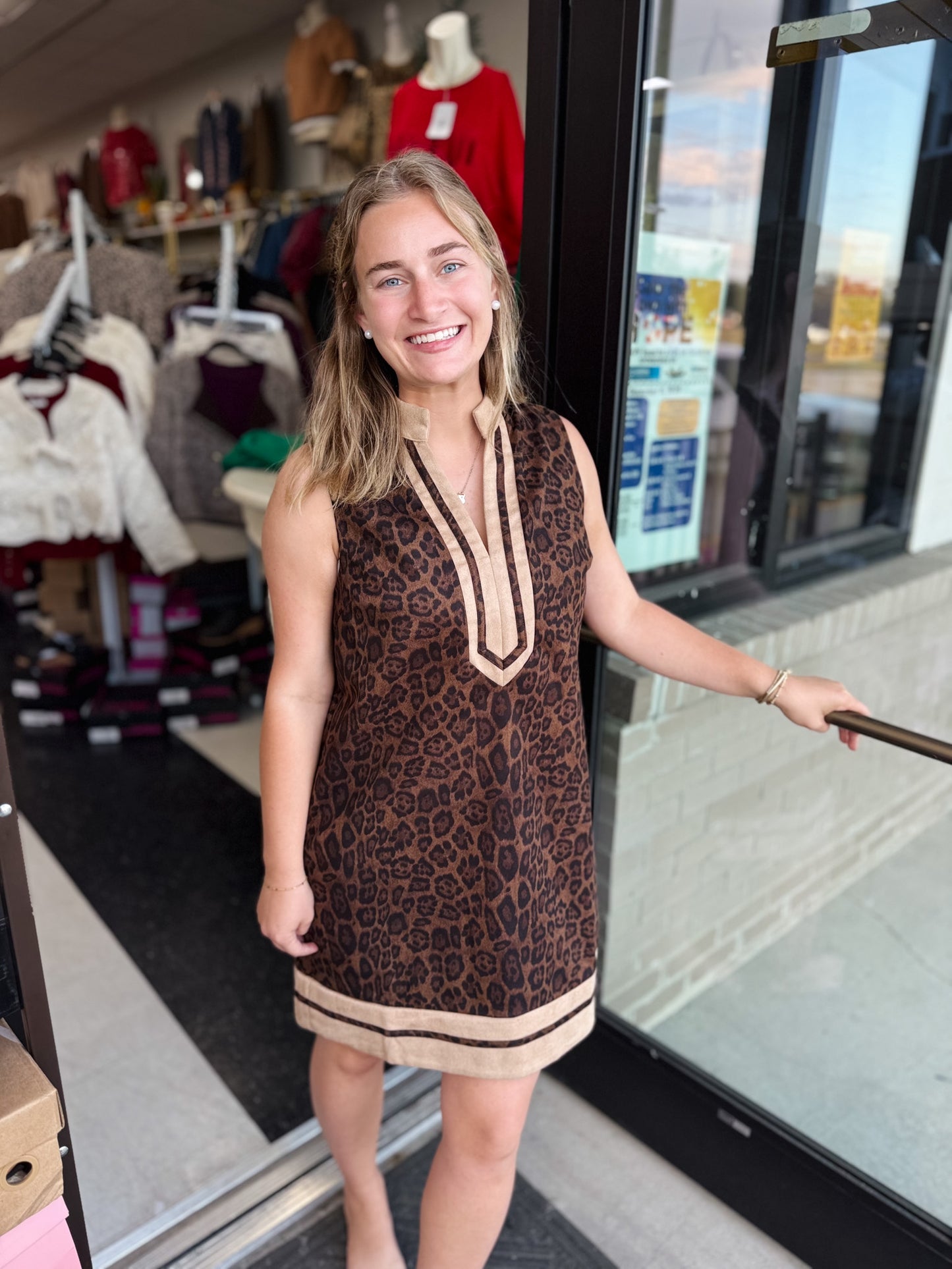 The Sloane Suede Leopard Dress