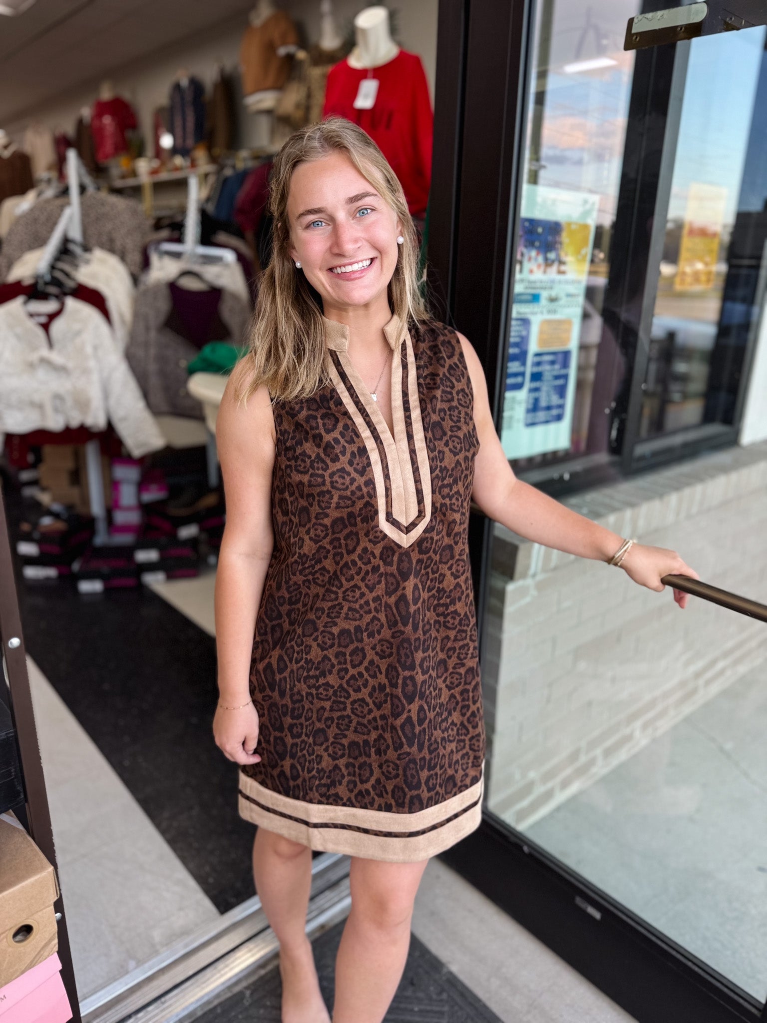 The Sloane Suede Leopard Dress!