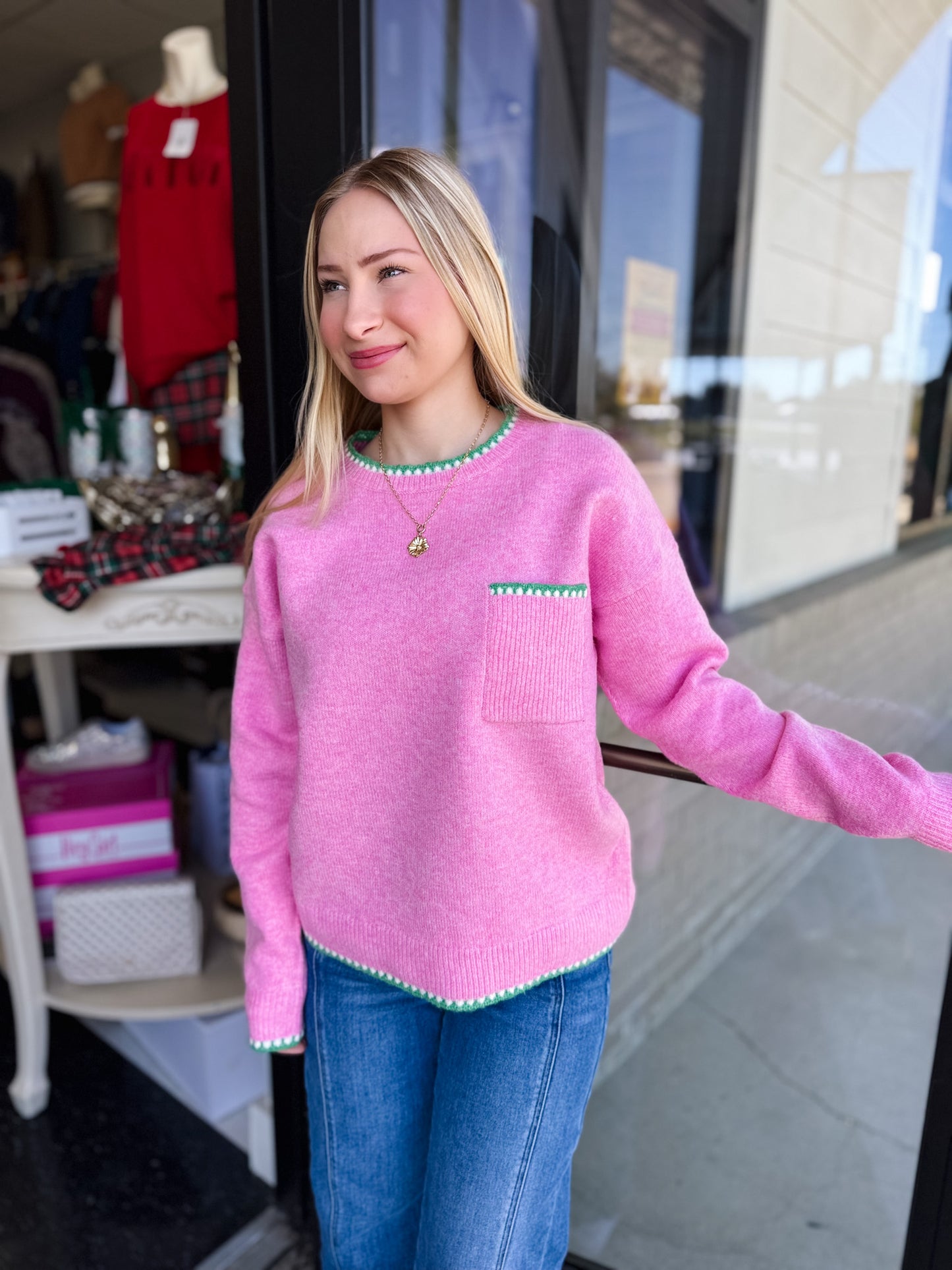 The Blush Stitch Detail Sweater