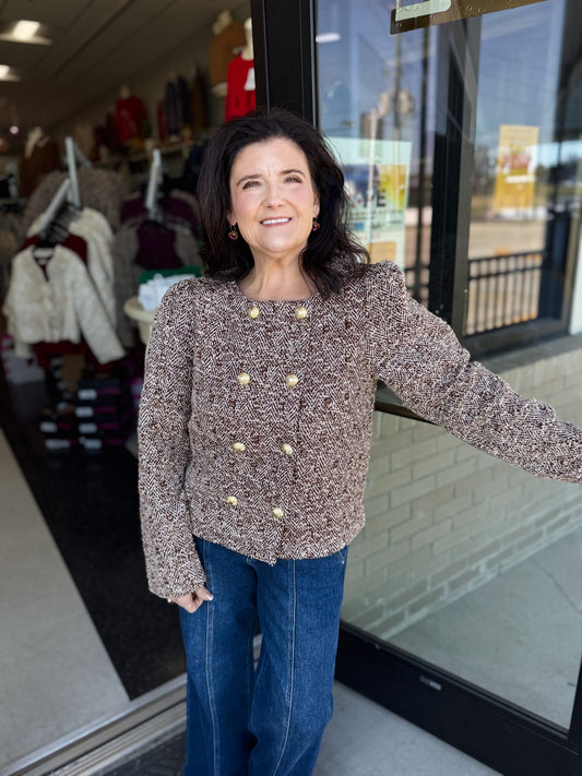 🤎 The Colette Tweed Button Jacket