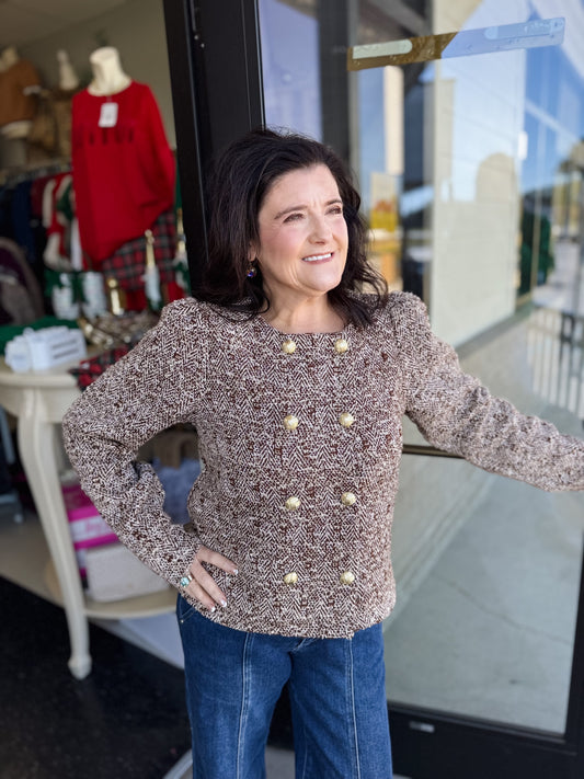 🤎 The Colette Tweed Button Jacket