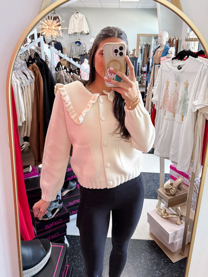 Ruffled Peter Pan Collar Knit Top