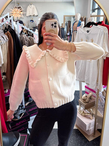 Ruffled Peter Pan Collar Knit Top