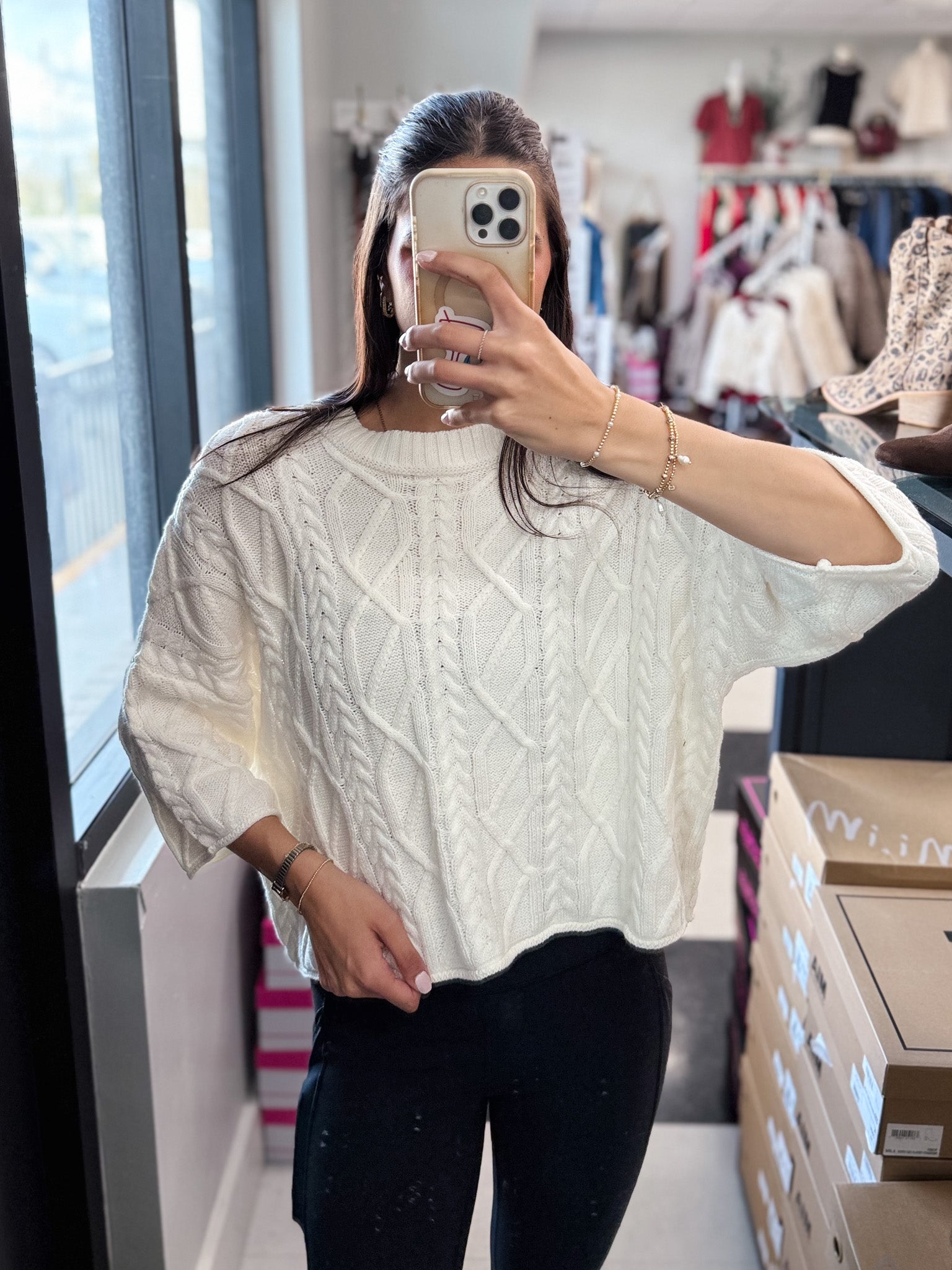 Cozy Texture Cable Knit Sweater 🧶!