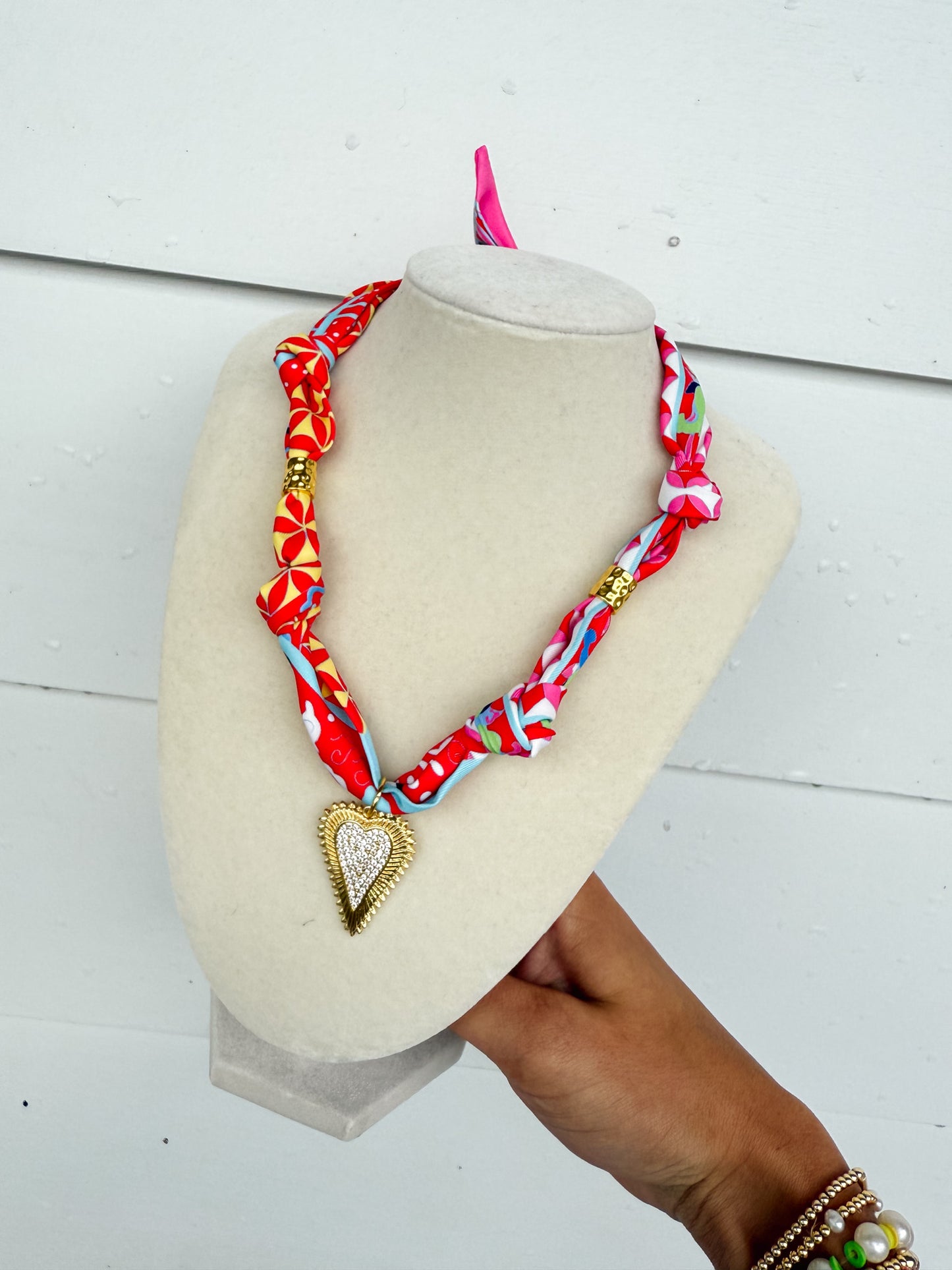 Heart Charm Scarf Necklace