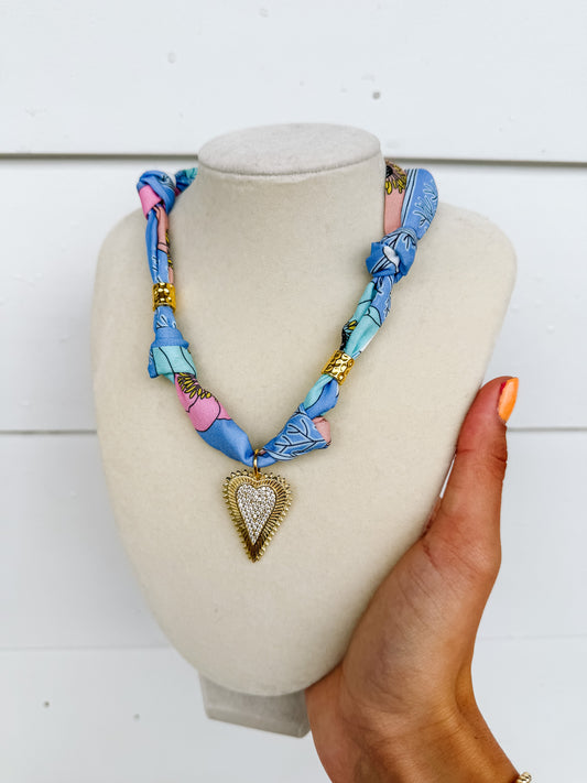 Heart Charm Scarf Necklace