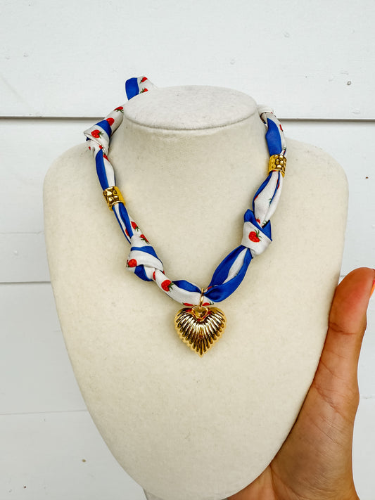Scarf Necklace - Strawberry Heart