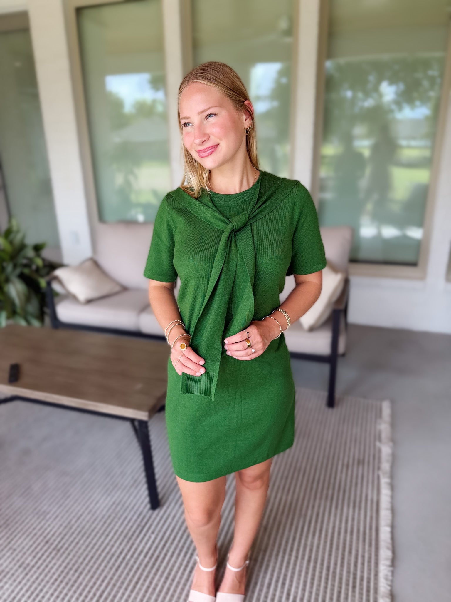 Layered Scarf Sweater Mini Dress *