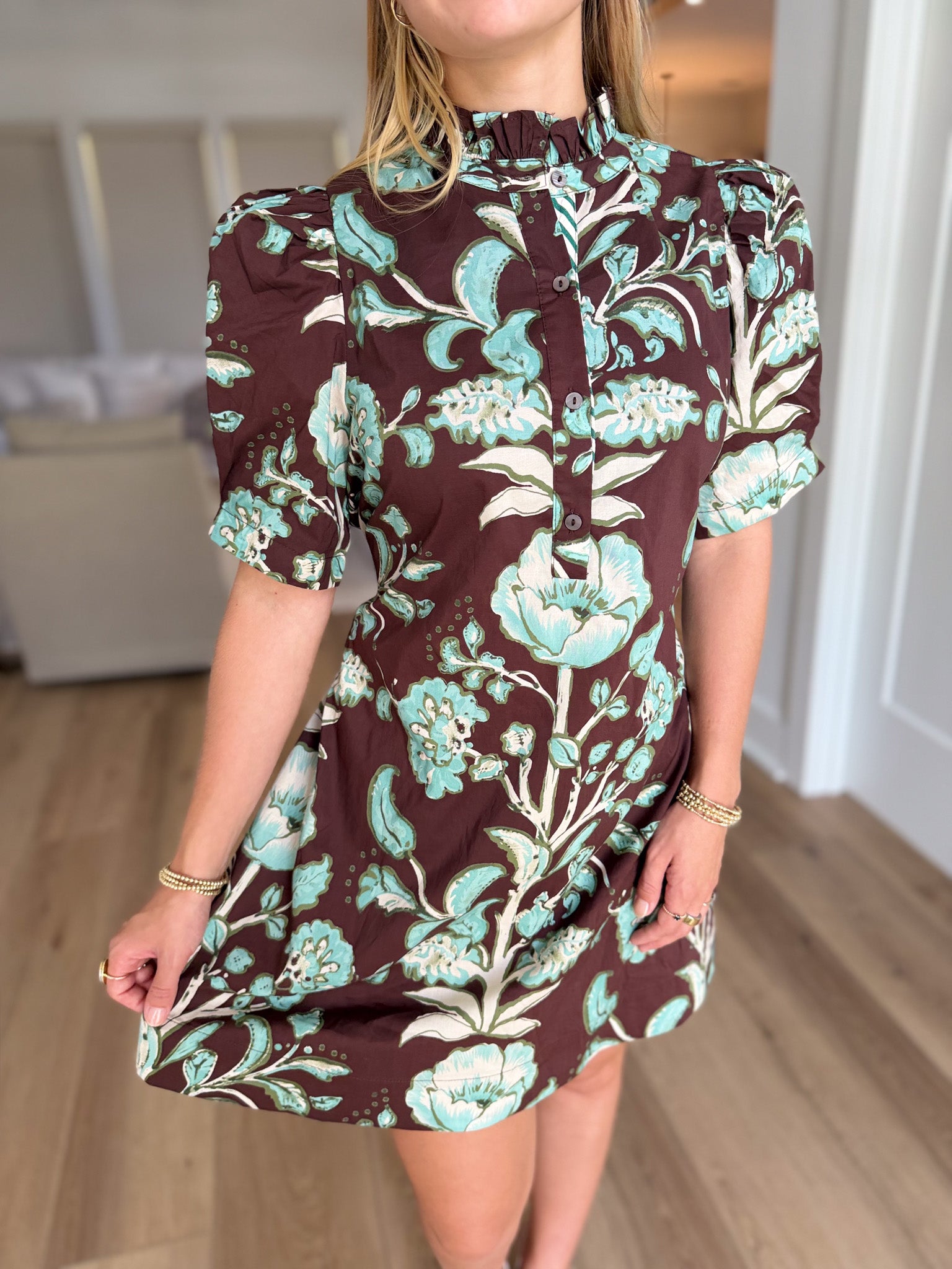 Floral Puff Sleeve Mini Dress *