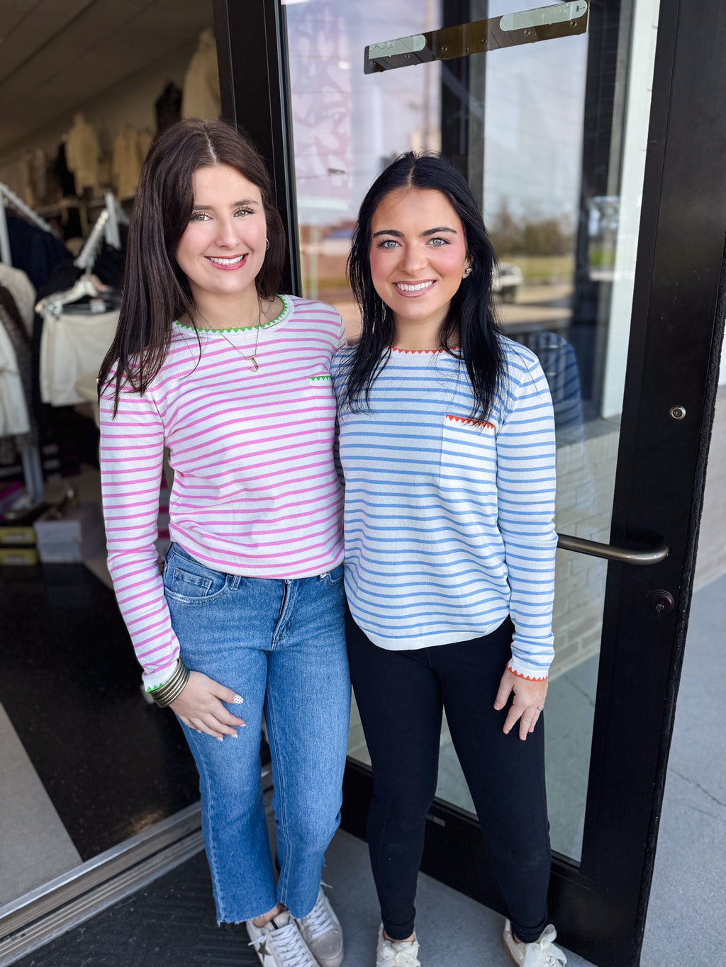 Color Blanket Stitch Striped Sweater!