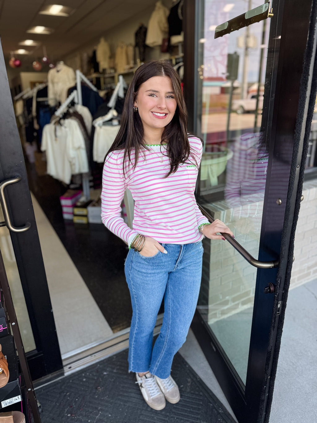 Color Blanket Stitch Striped Sweater!