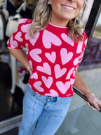 Valentine Heart Crew Neck Pullover