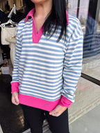 Contrast Polo Long Sleeve Sweatshirt