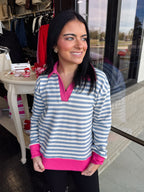 Contrast Polo Long Sleeve Sweatshirt