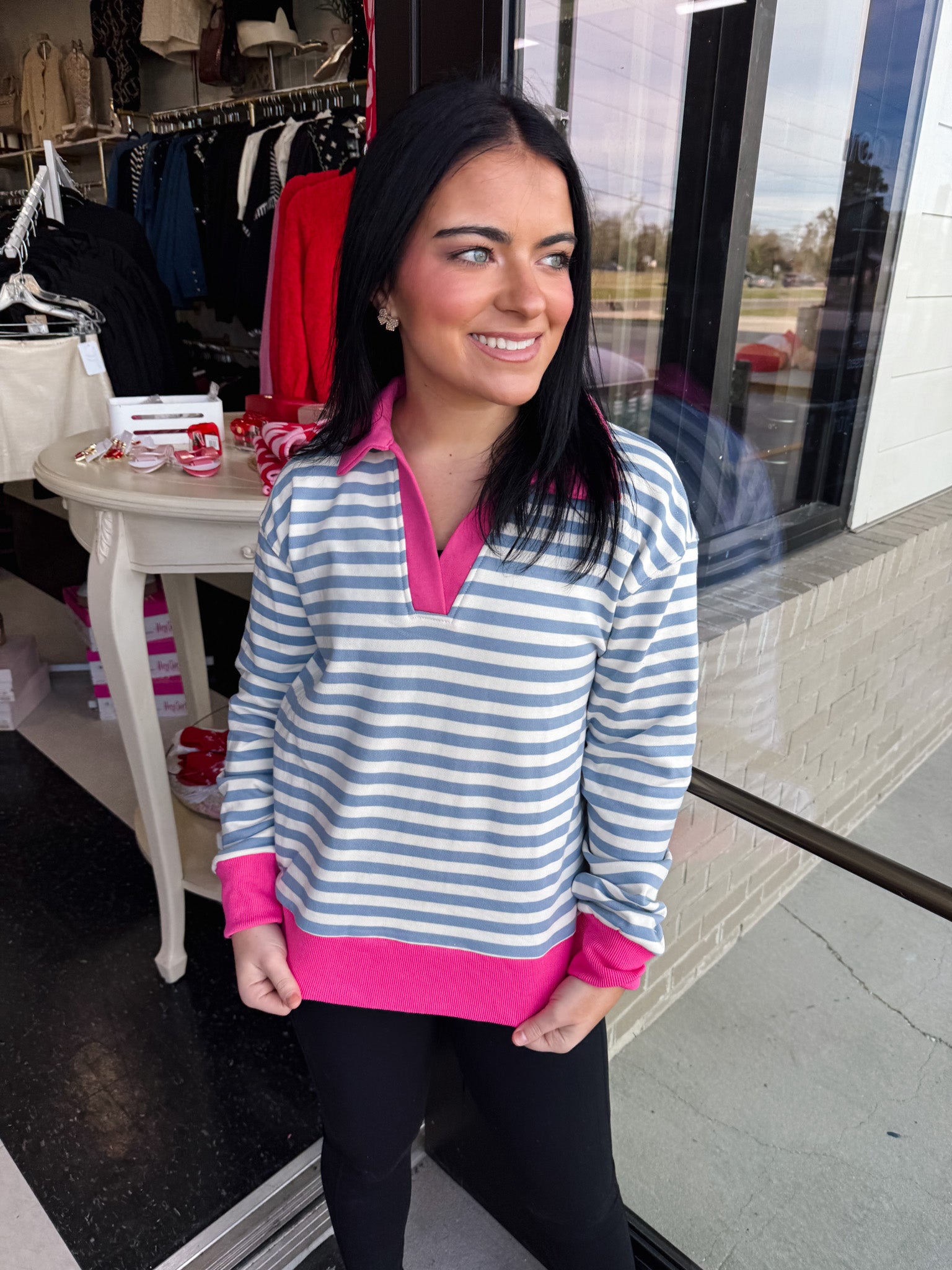 Contrast Polo Long Sleeve Sweatshirt