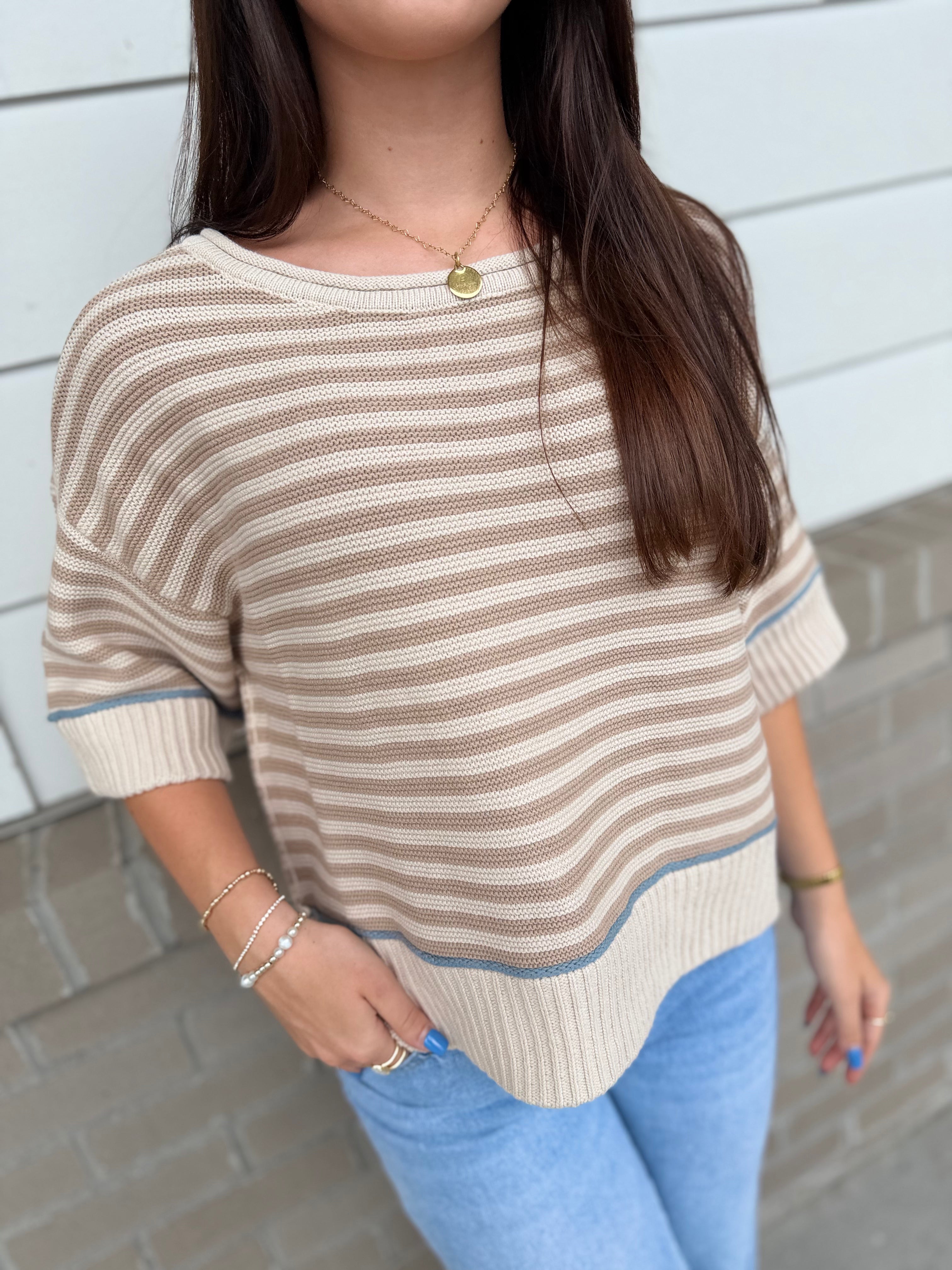 Contrast Trim Knit Pullover Sweater