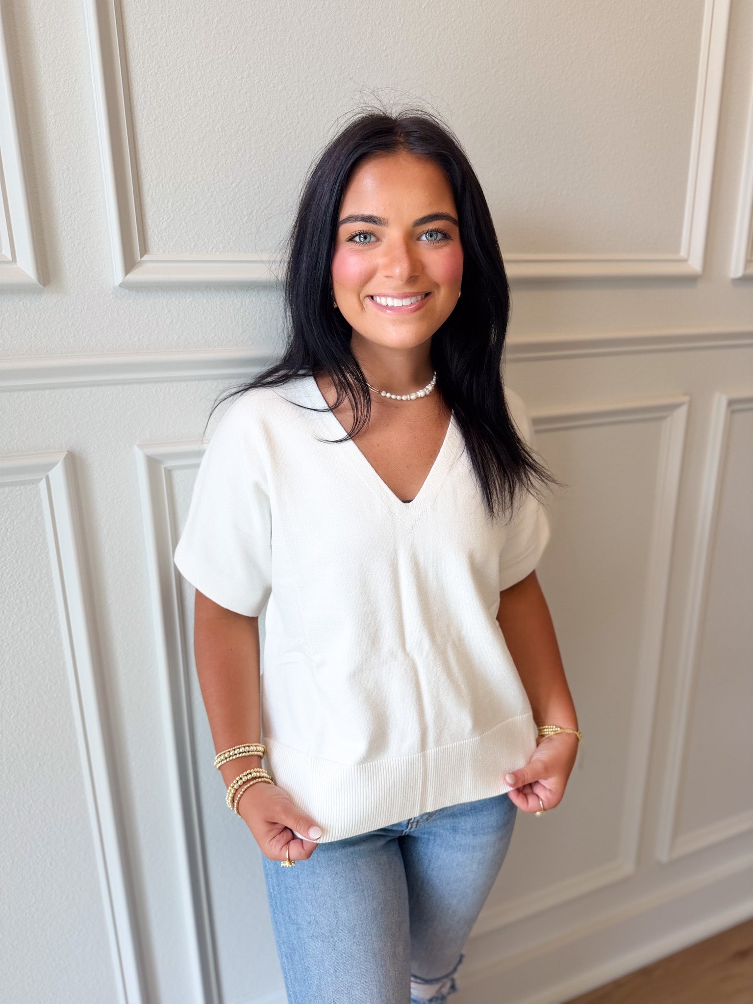 Liverpool Short Sleeve V-Neck Dolman Top