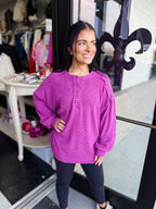 Ribbed Brushed Hacci Melange Henley Sweater