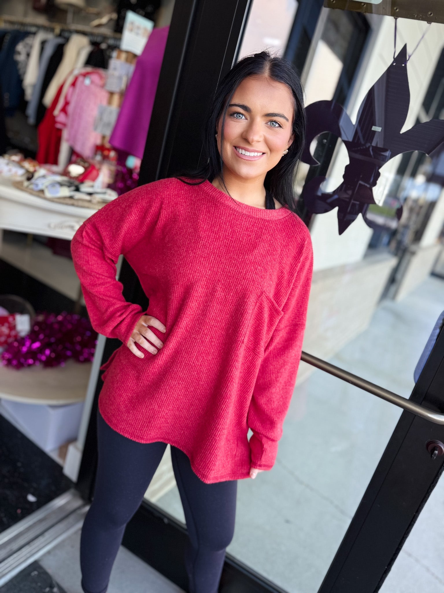 Ribbed Brushed Melange Hacci Sweater