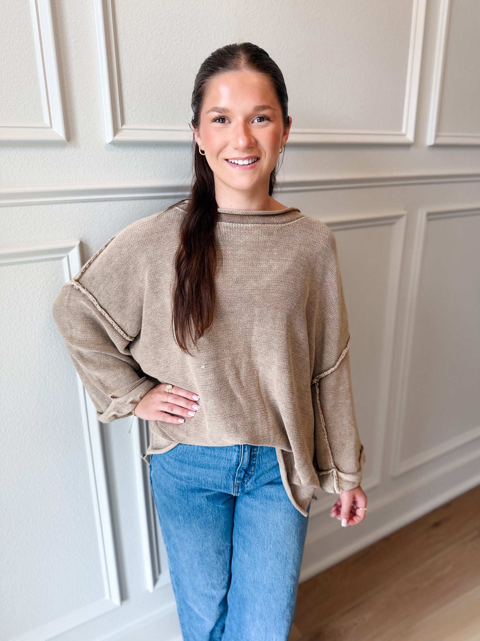 Vintage Breeze Boat Neck Sweatshirt