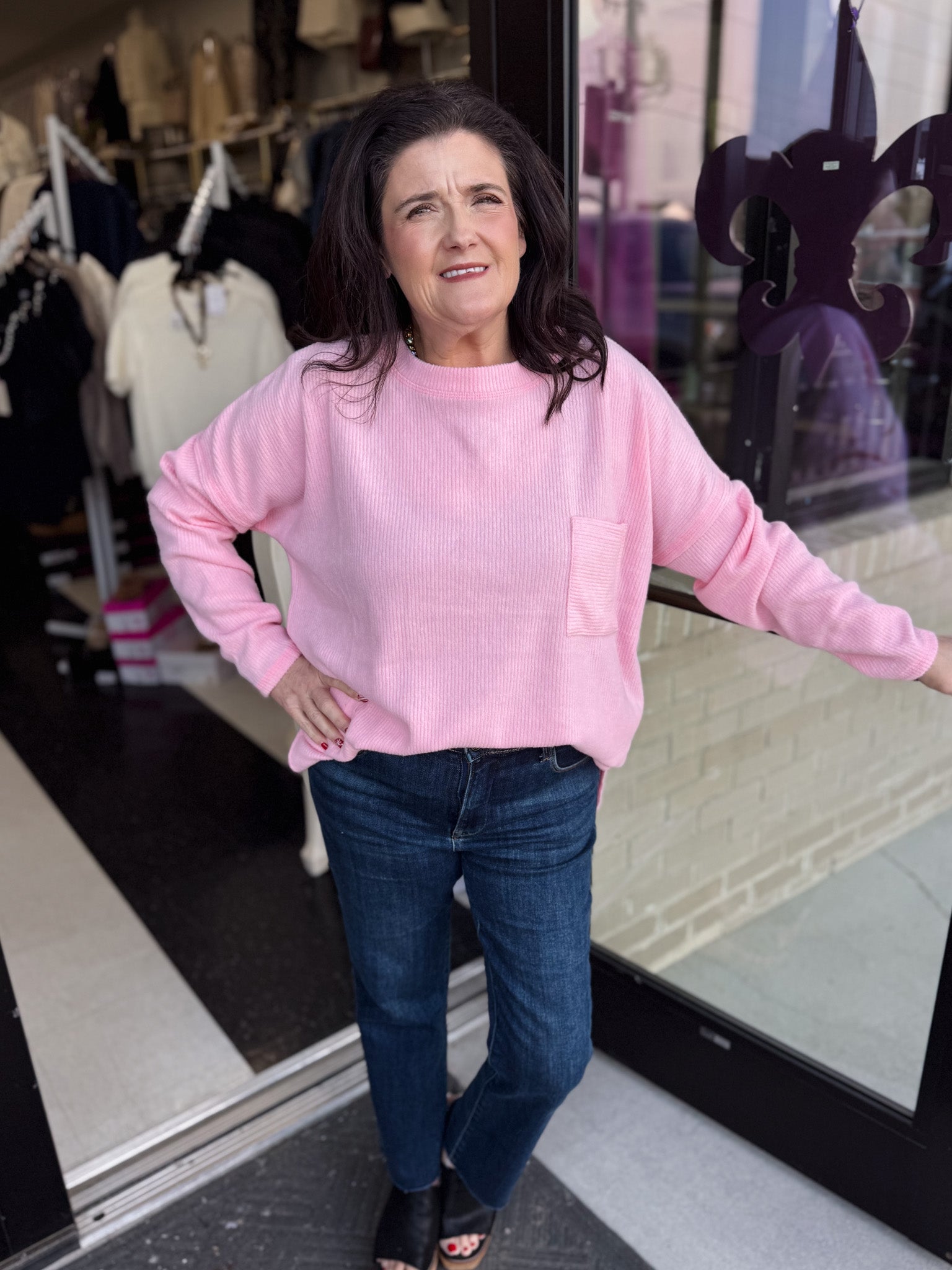 Ribbed Brushed Melange Hacci Sweater