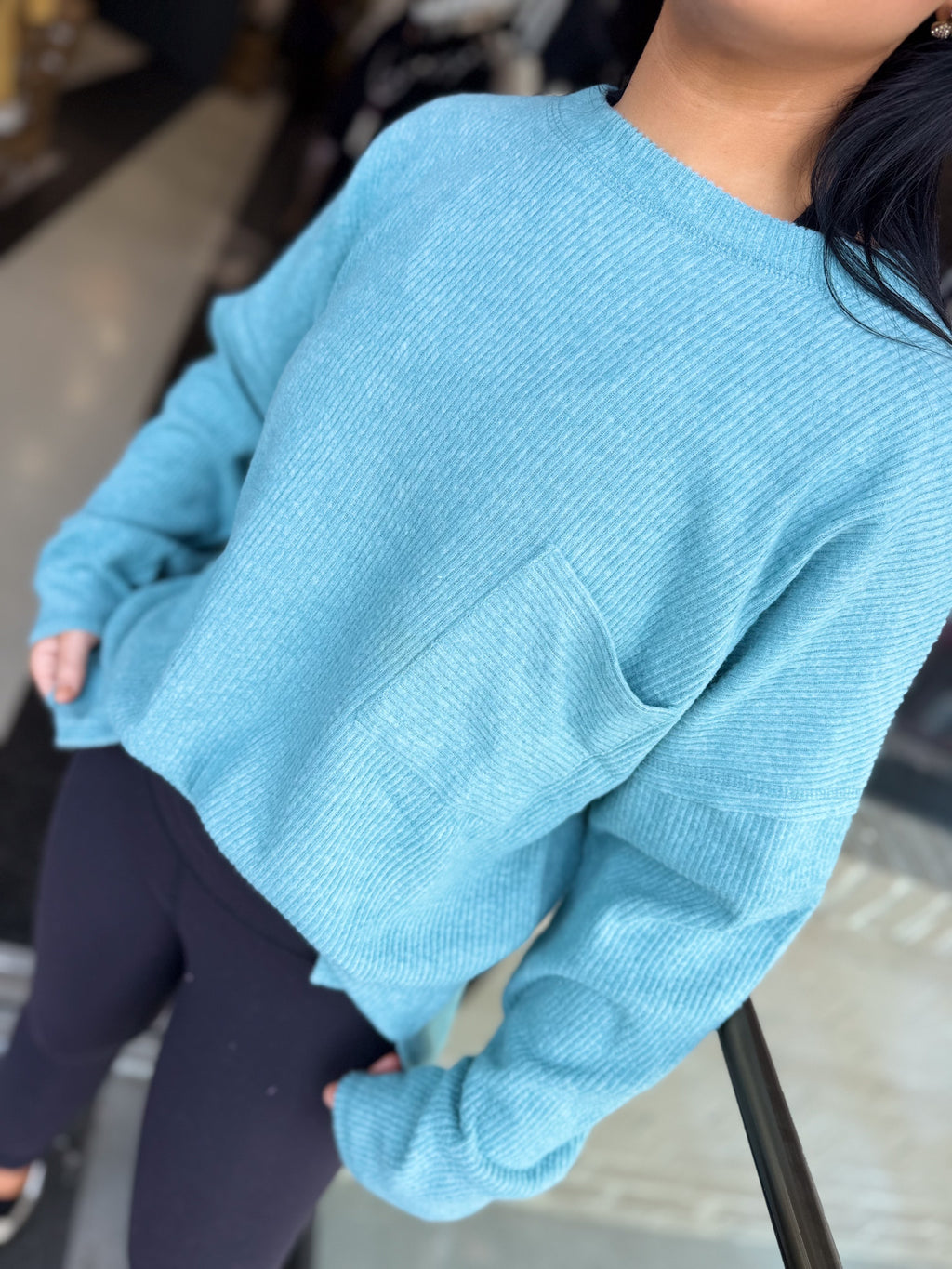 Ribbed Brushed Melange Hacci Sweater