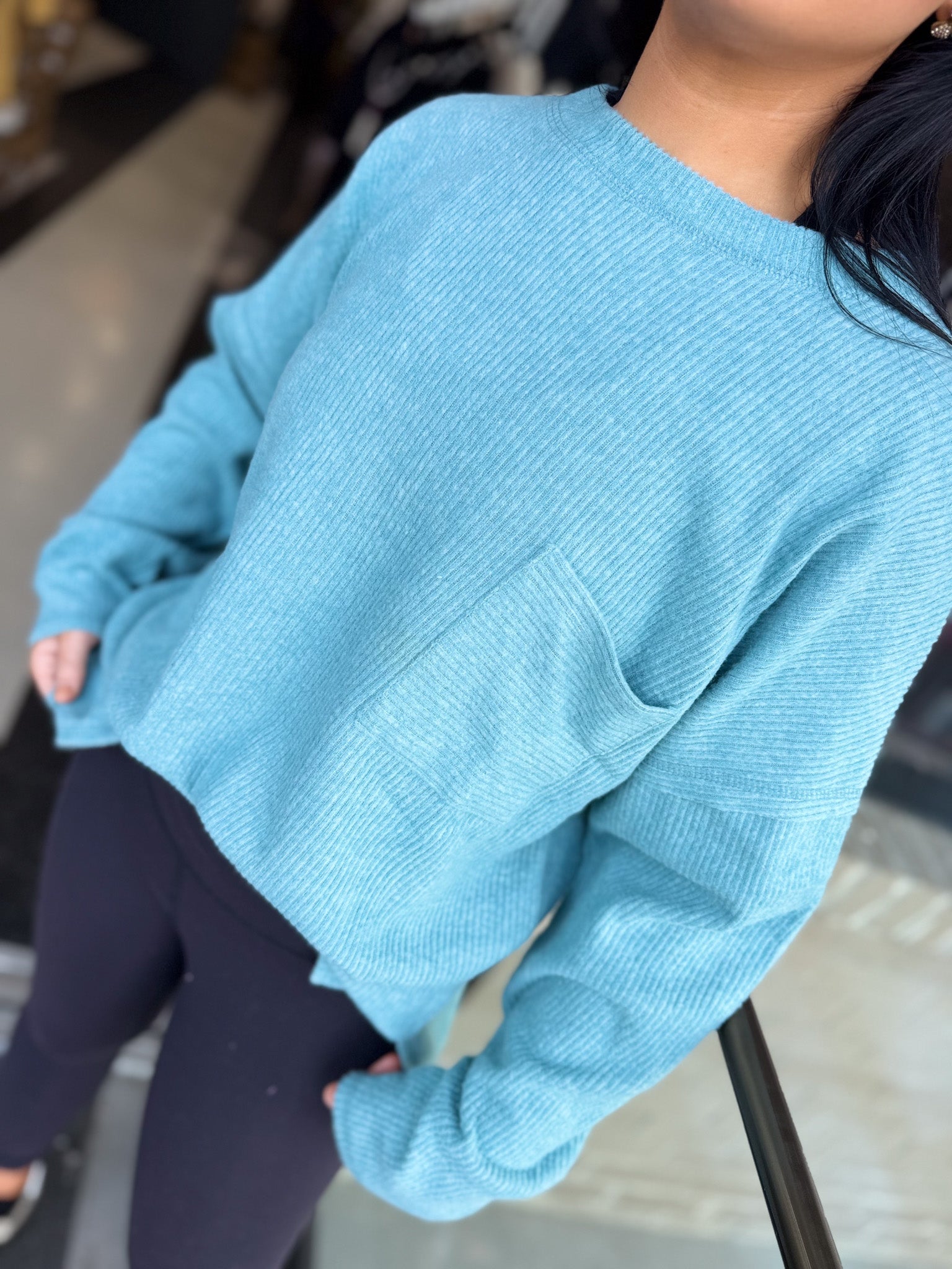 Ribbed Brushed Melange Hacci Sweater