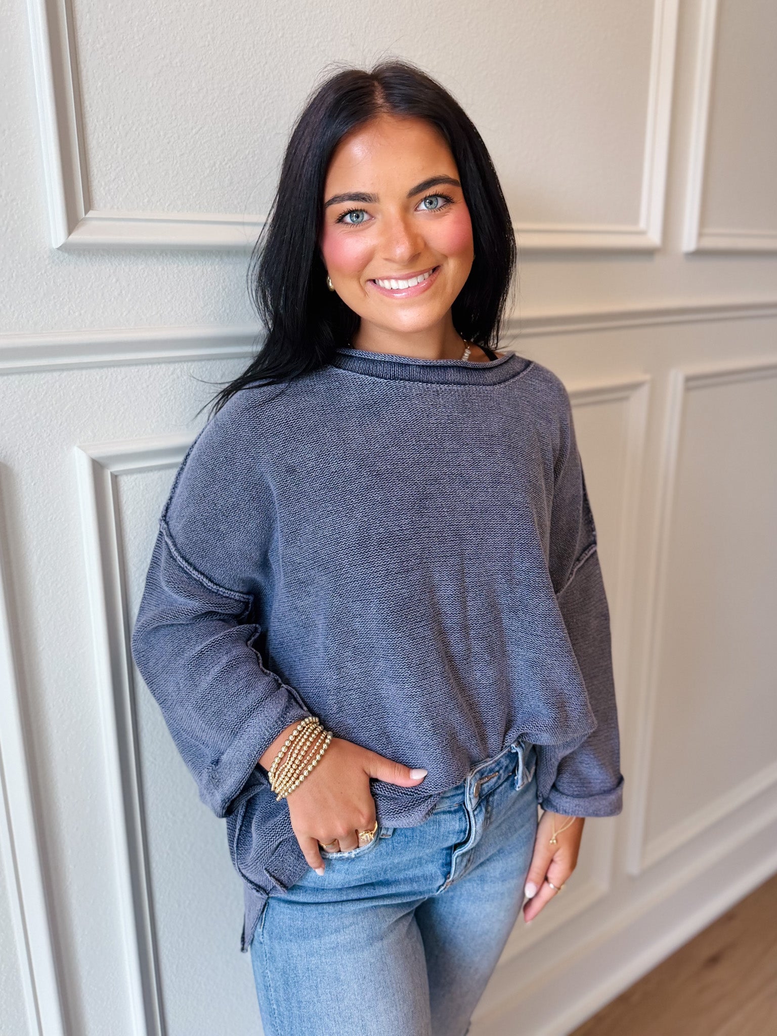 Vintage Breeze Boat Neck Sweatshirt