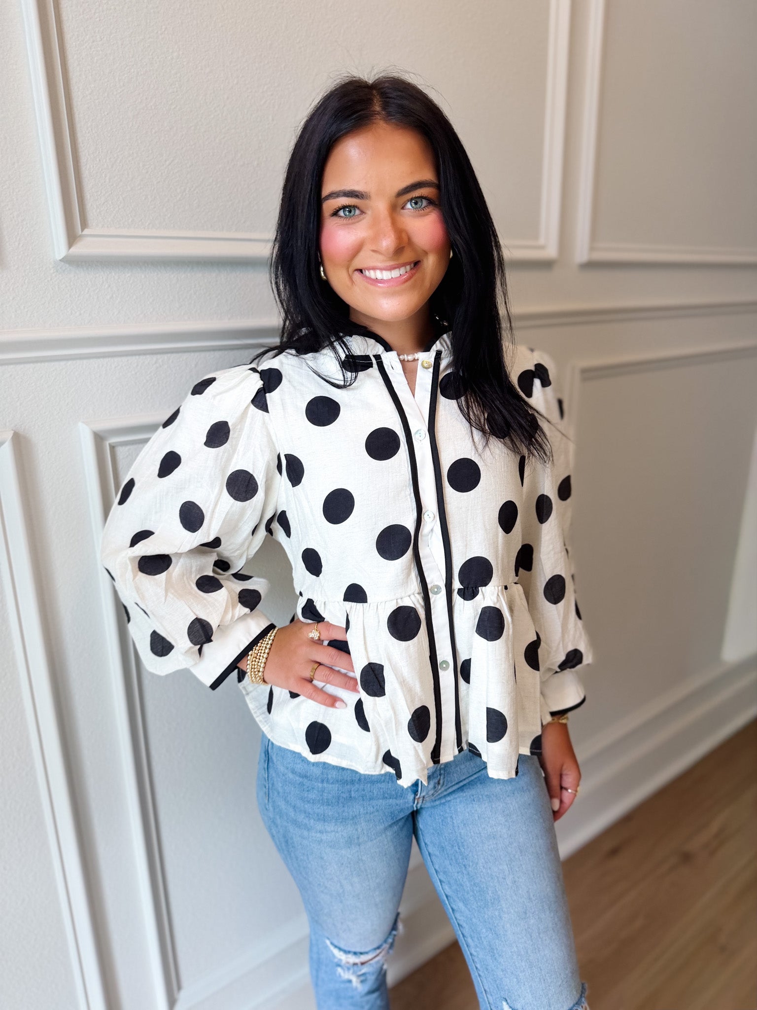 Polka Dot Charm Peplum Blouse