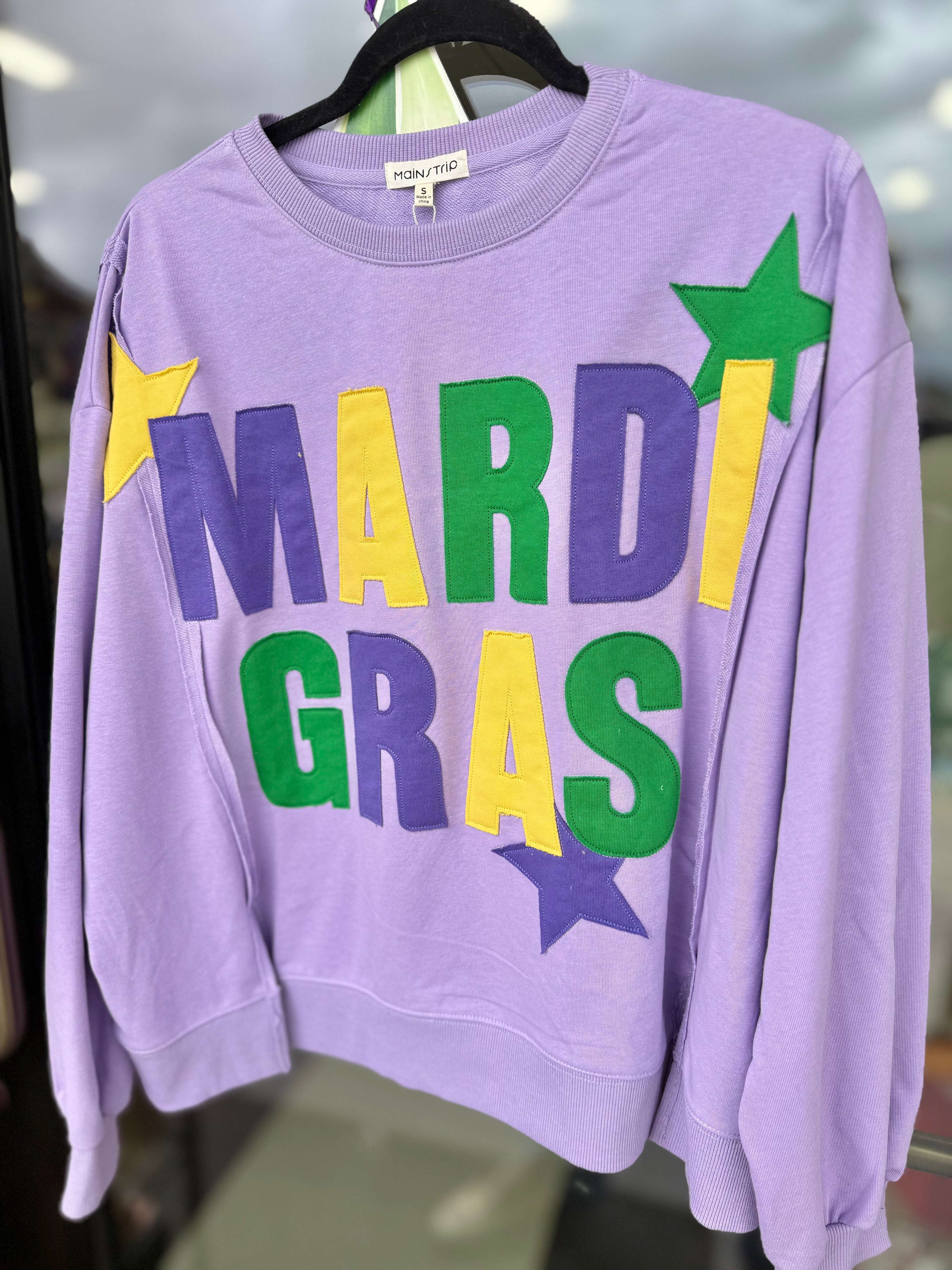 💜 Mardi Gras Patchwork Sweater 💚