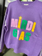 💜 Mardi Gras Lettering Knit Sweater 💚