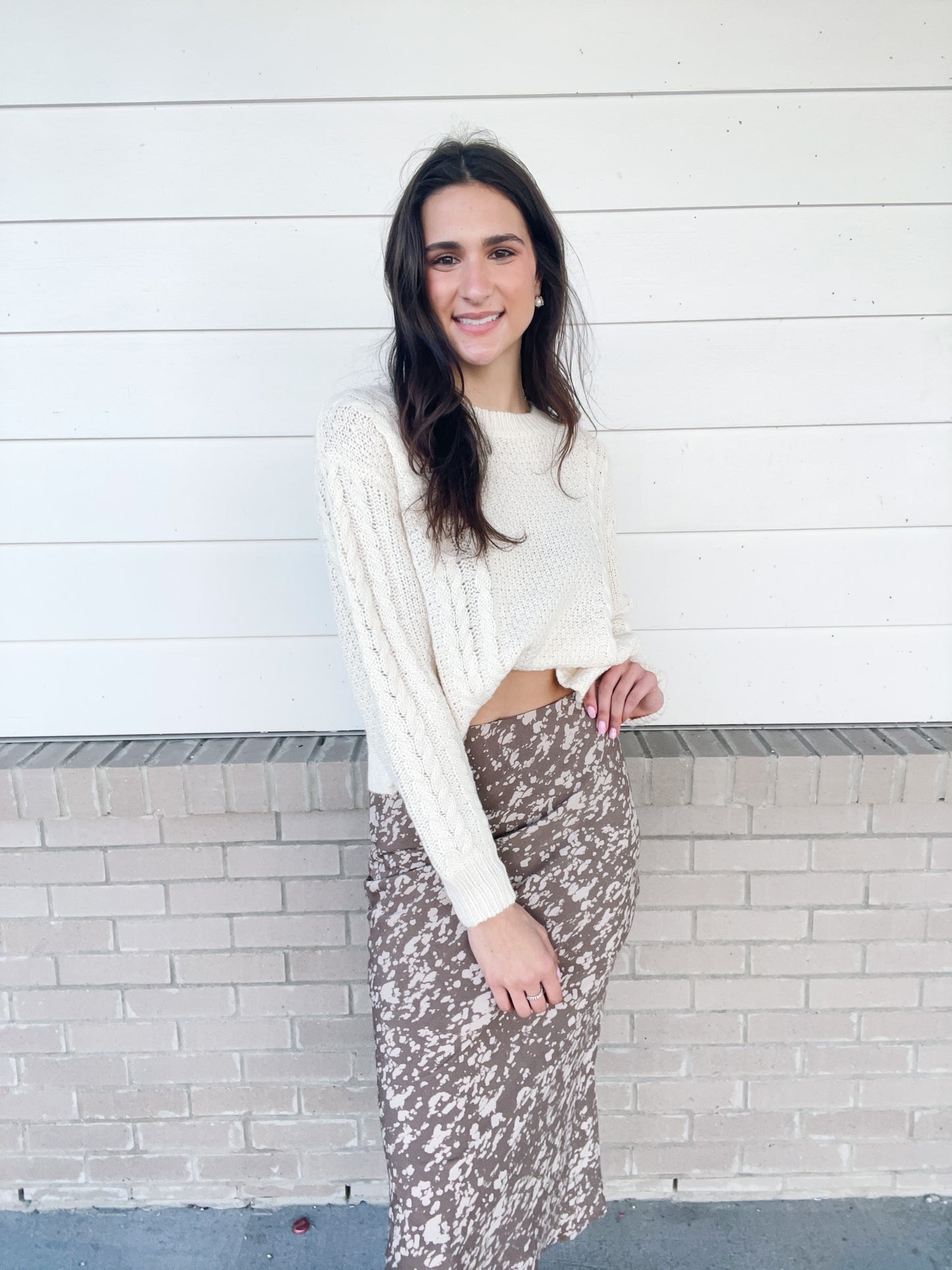 Mocha leopard midi skirt