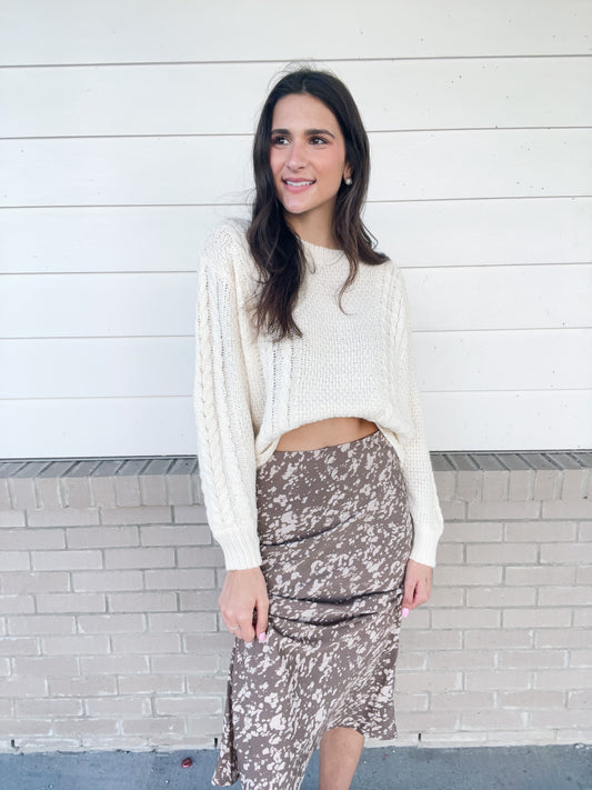 Mocha leopard midi skirt