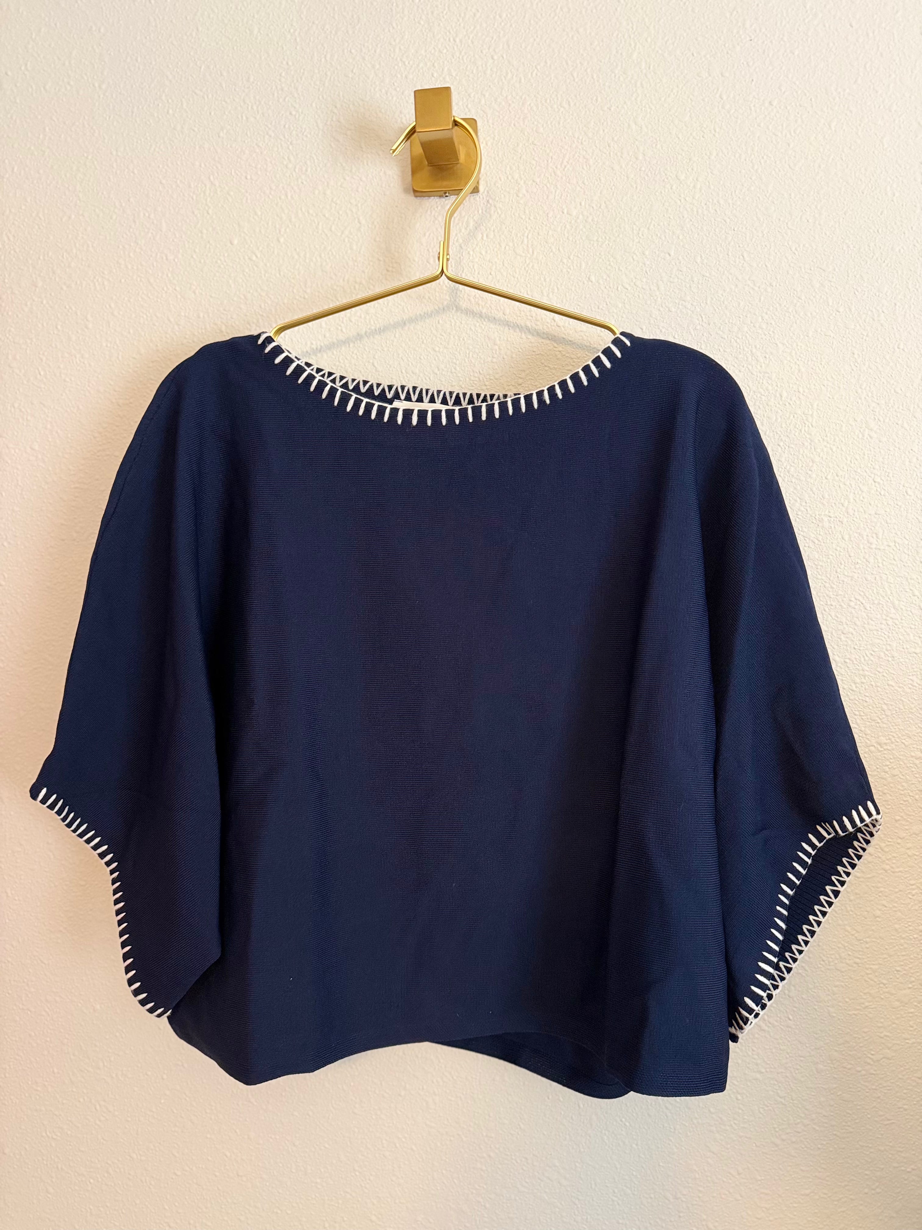 Dolman Fit Knit Top with Stitch Detail
