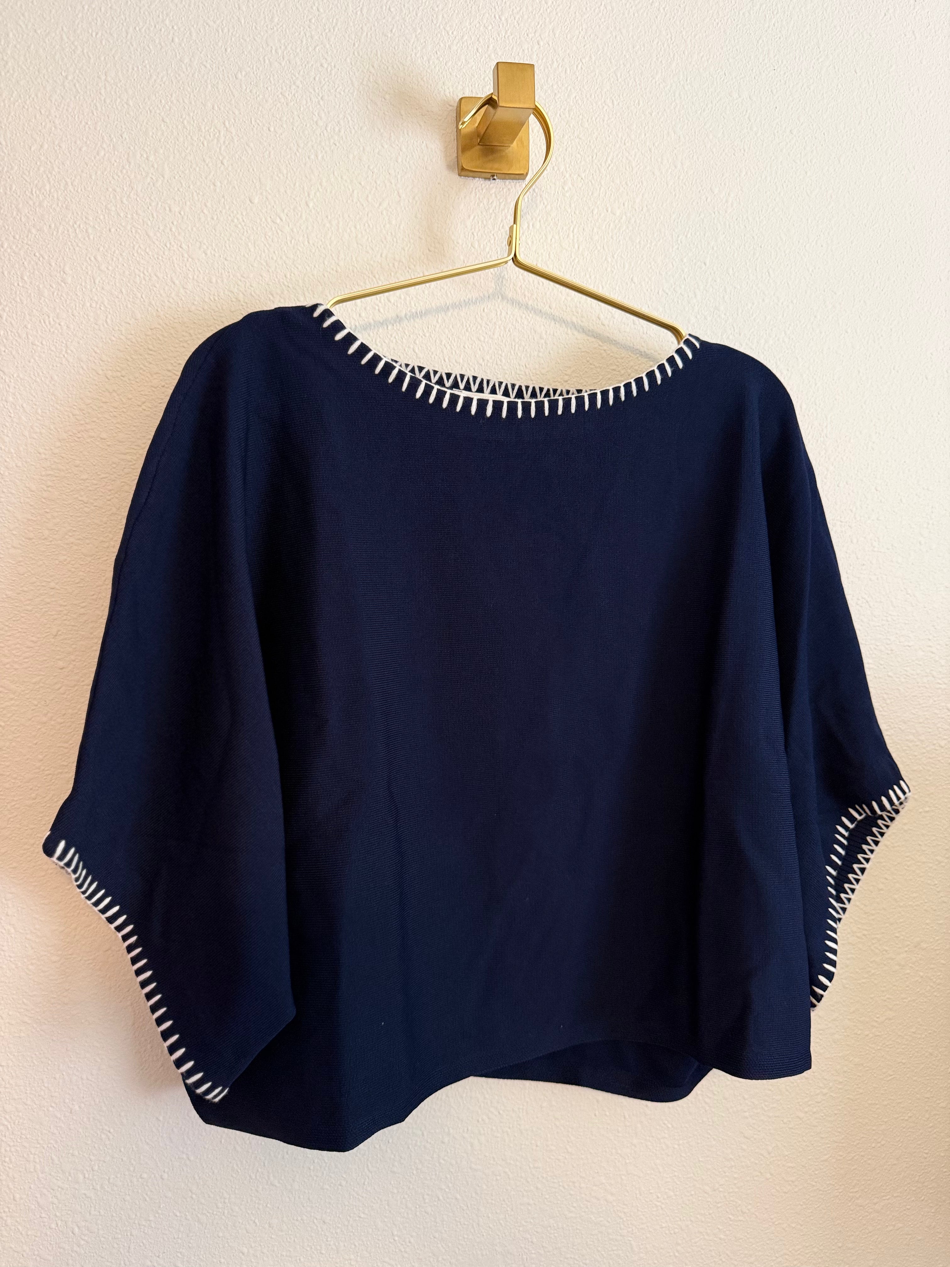 Dolman Fit Knit Top with Stitch Detail