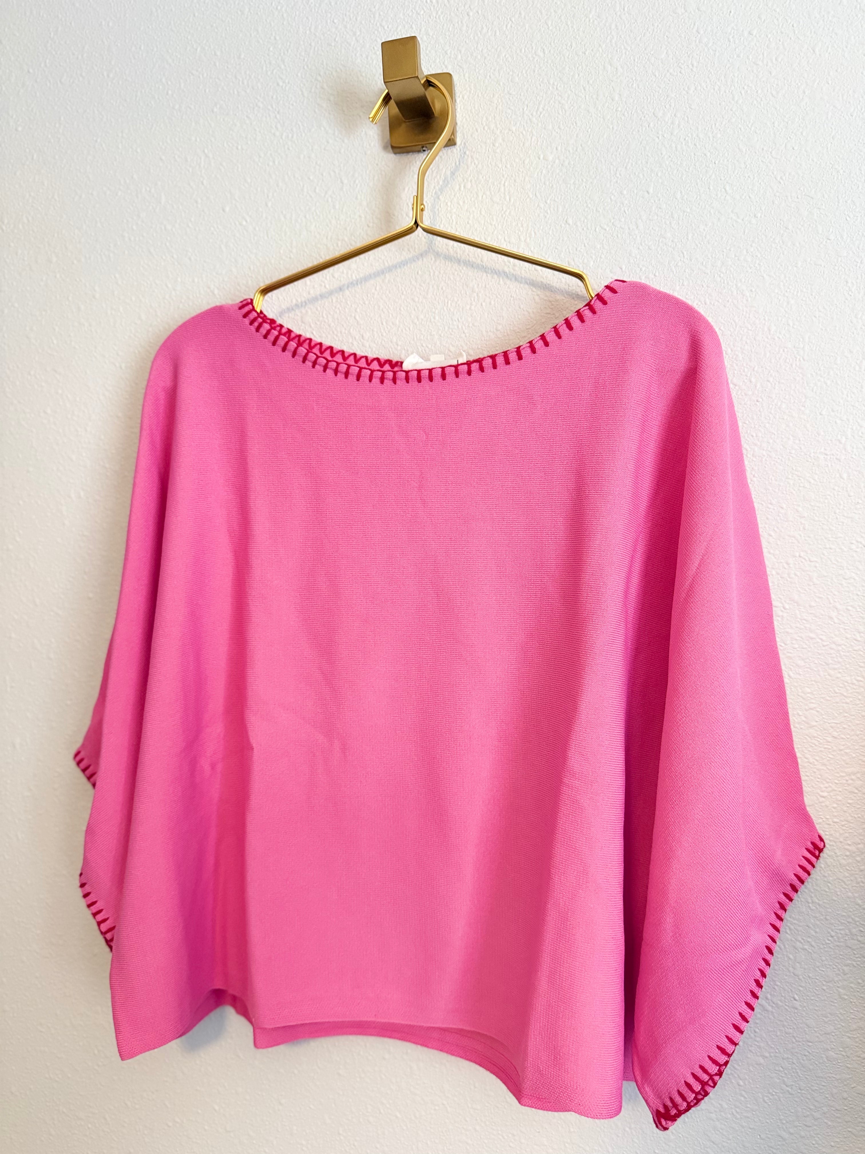 Dolman Fit Knit Top with Stitch Detail