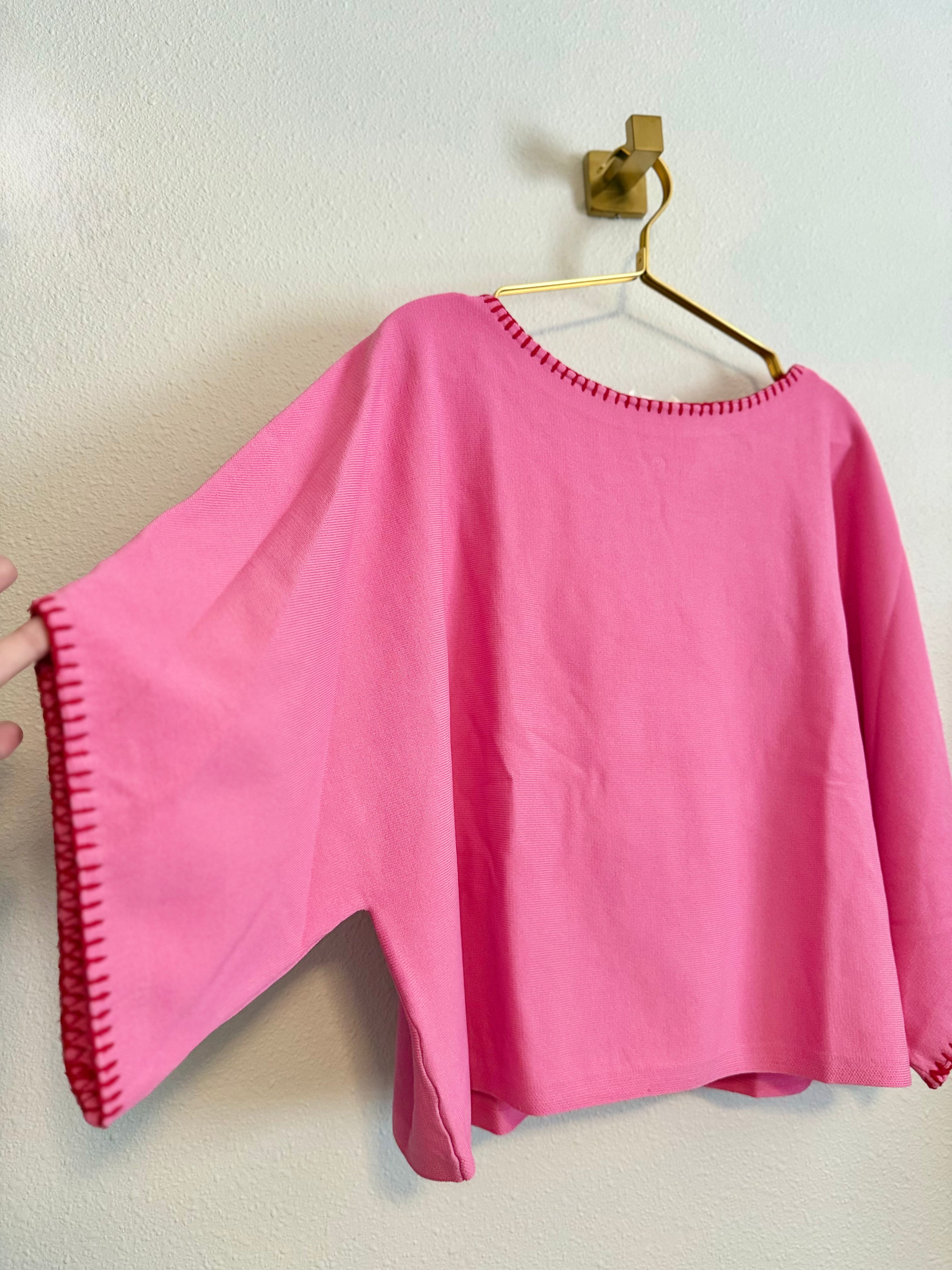 Dolman Fit Knit Top with Stitch Detail