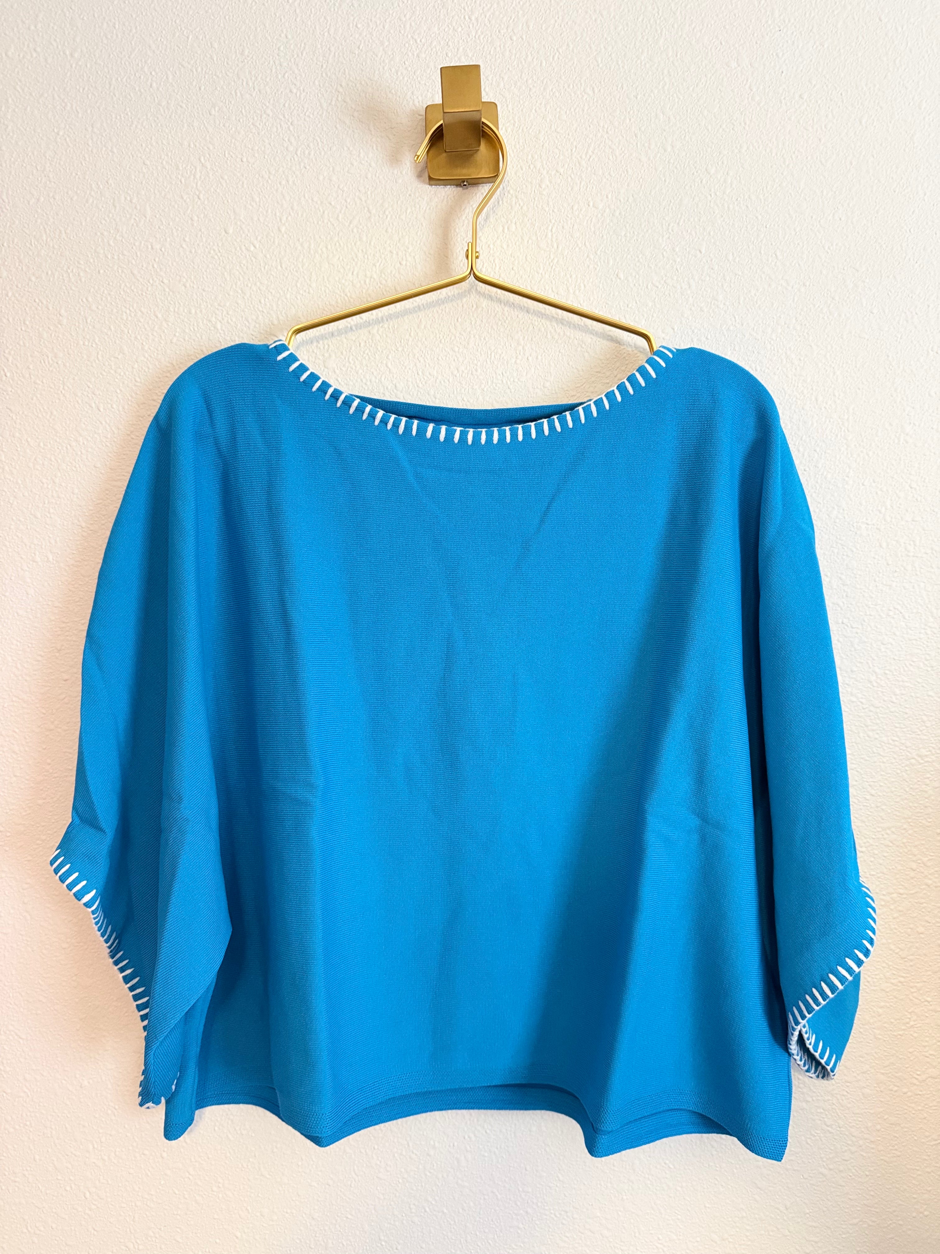 Dolman Fit Knit Top with Stitch Detail