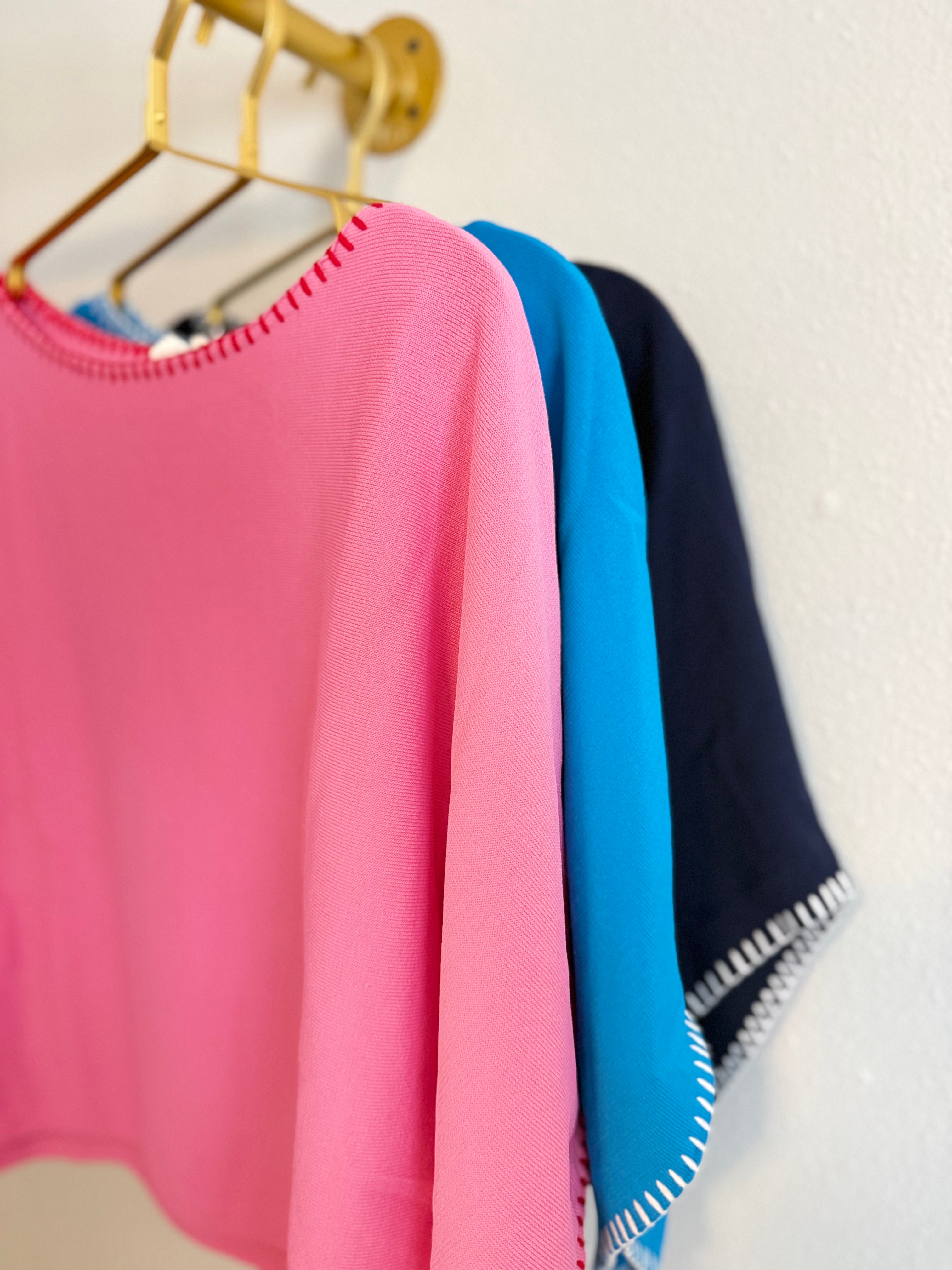 Dolman Fit Knit Top with Stitch Detail