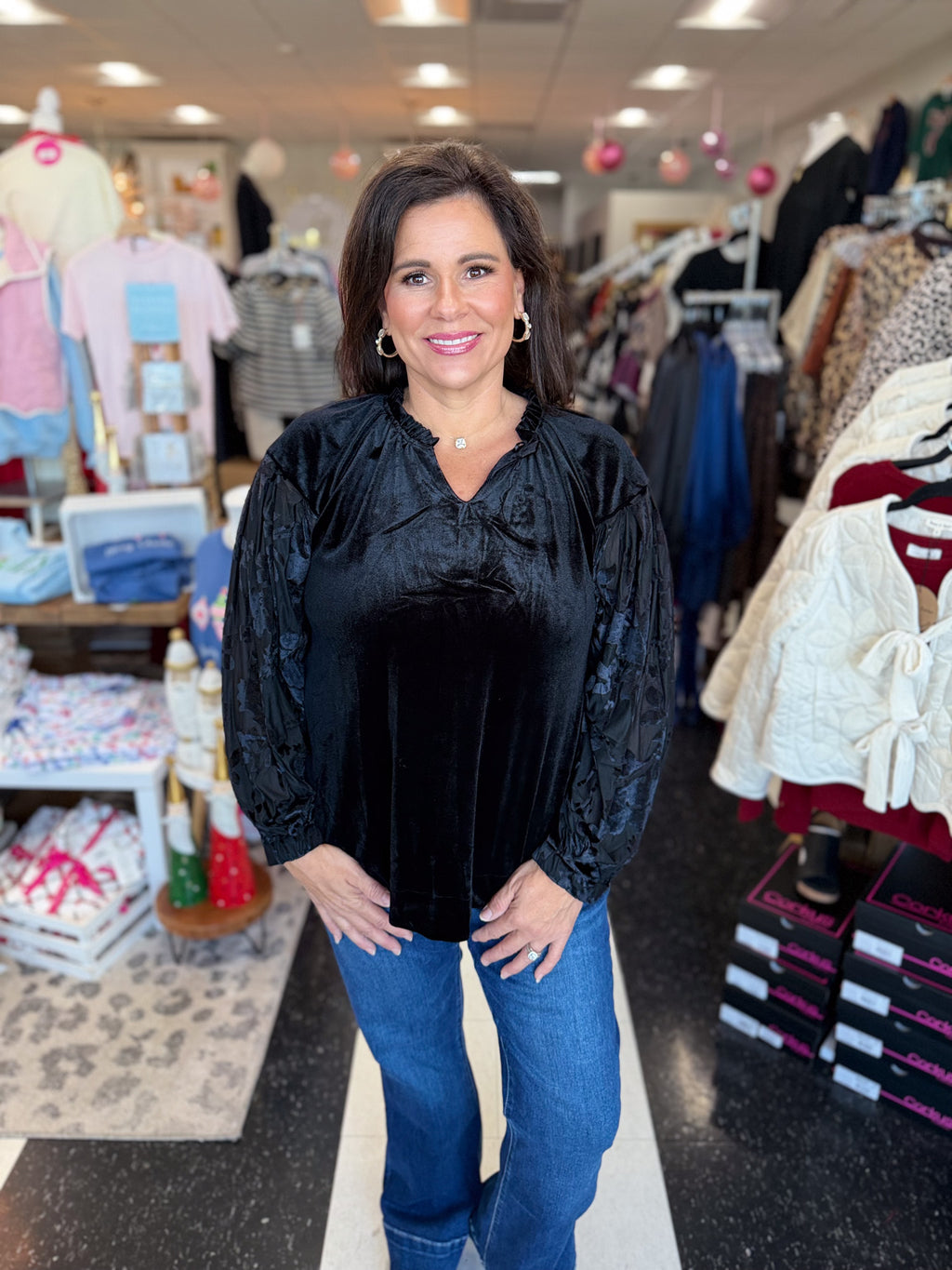 Ricky Contrast Velvet Top