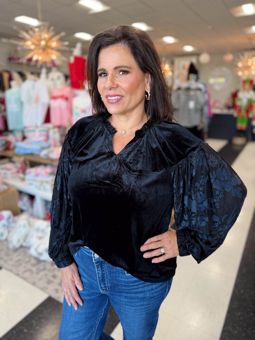 Ricky Contrast Velvet Top