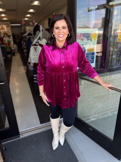 Aurora Velvet Tunic Top