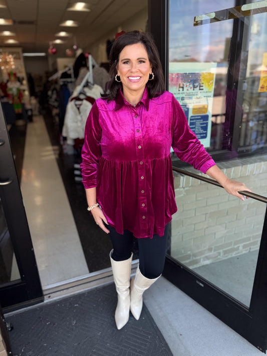 Aurora Velvet Tunic Top