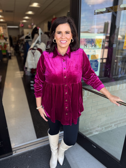 Aurora Velvet Tunic Top